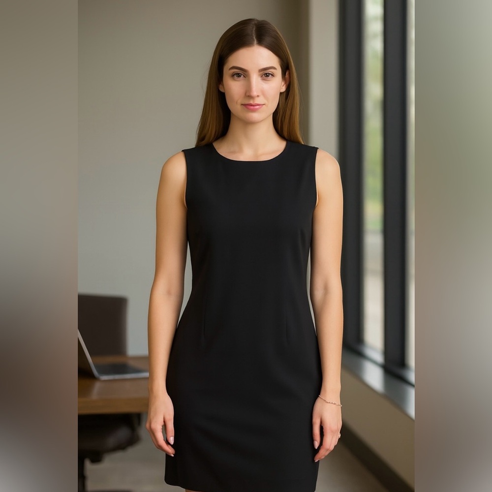 J. Jill Sleeveless Black Stretch Shift Career Zip Up Dress Women's Size 6